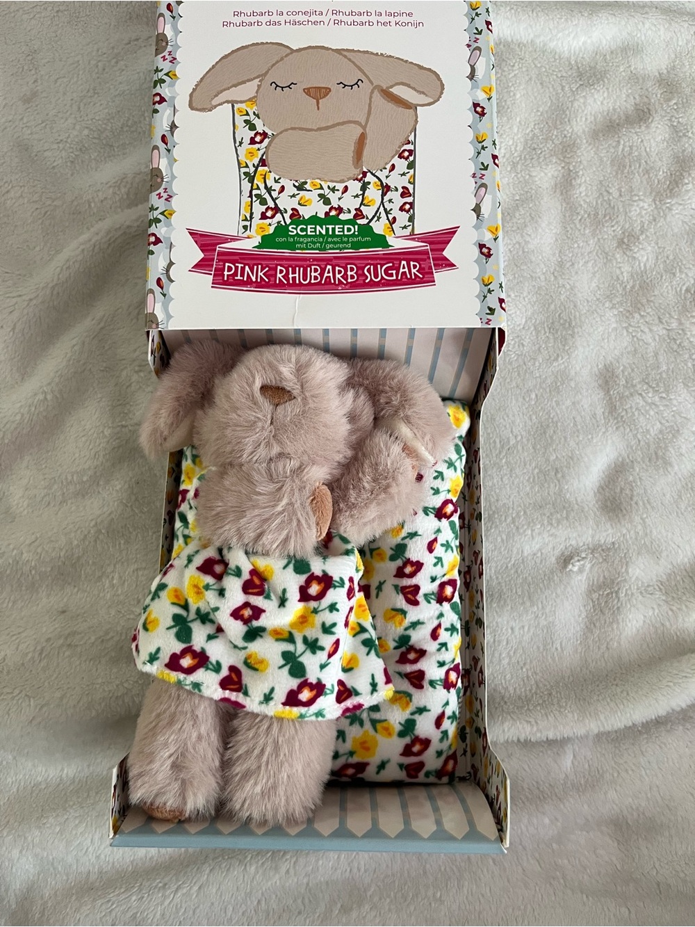 Scentsy Pink Rhubarb Sugar Floral Bunny Lovey - Cream, Pink, Yellow, Green, Red